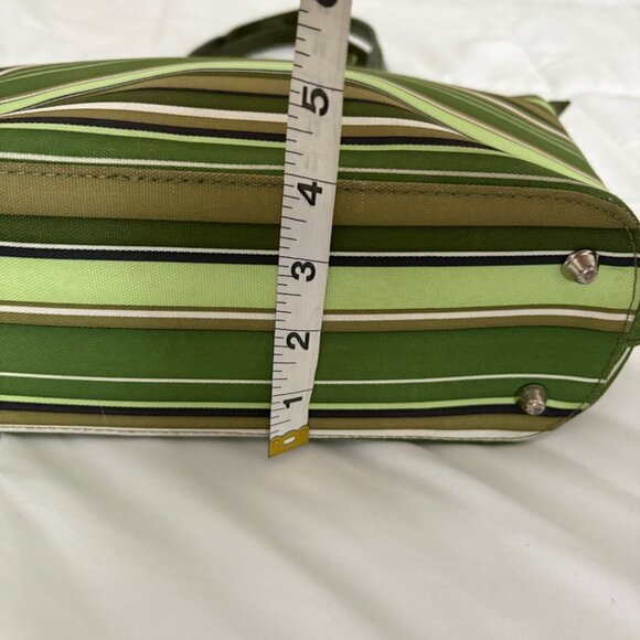 Fashion Bag with Matching Wallet Green Stripes Spring Shoulder Bag Summer Purse - Picture 5 of 13